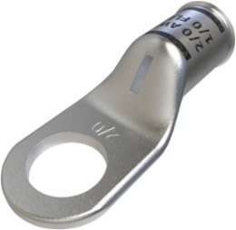 Copper Compression Lug, Conductor Size 2/0, 1 Hole, 1/2in Bolt Size, Standard Barrel, Sight Window, Tin Plated, UL, CSA