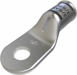 Copper Compression Lug, Conductor Size 2/0, 1 Hole, 5/16in Bolt Size, Standard Barrel, Sight Window, Tin Plated, UL, CSA