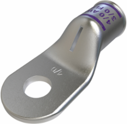 Copper Compression Lug, Conductor Size 4/0, 1 Hole, 3/8in Bolt Size, Standard Barrel, Sight Window, Tin Plated, UL, CSA