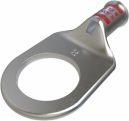 Copper Compression Lug, Conductor Size 8, 1 Hole, 1/2in Bolt Size, Standard Barrel, Sight Window, Tin Plated, UL, CSA