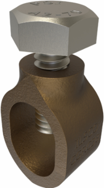 Permaground Bronze Ground Rod Clamp, Conductor Range 4-10, Ground Rod Size 3/8in, Rebar Size #3