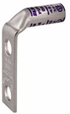 Surecrimp Copper Compression Lug, Conductor Size 8, 2 Holes, #10 Bolt Size, 5/8in Hole Spacing, Long Barrel, No Sight Window, 90° Bent Tang, Tin Plated, UL, CSA
