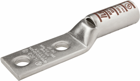 Surecrimp Copper Compression Lug, Conductor Size 350, 2 Holes, 1/2in Bolt Size, 1-3/4in Hole Spacing, Long Barrel, Sight Window, Tin Plated, UL, CSA