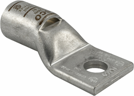 Surecrimp Copper Compression Lug, Conductor Size 1, 1 Hole, 3/8in Bolt Size, Standard Barrel, Sight Window, Tin Plated, UL, CSA