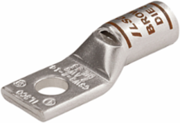 Surecrimp Copper Compression Lug, Conductor Size 2, 1 Hole, 1/4in Bolt Size, Standard Barrel, Sight Window, Tin Plated, UL, CSA