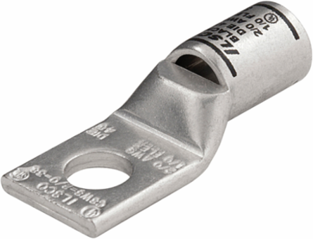 Surecrimp Copper Compression Lug, Conductor Size 2/0, 1 Hole, 3/8in Bolt Size, Standard Barrel, Sight Window, Tin Plated, UL, CSA