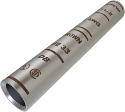 Surecrimp Copper Compression Sleeve, Conductor Size 2, Long Barrel, Tin Plated, UL, CSA