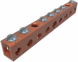 Copper Neutral Bar, Conductor Range 4-14 Main, 6-14 Tap, 7 Ports