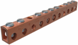 Copper Neutral Bar, Conductor Range 4-14 Main, 6-14 Tap, 9 Ports