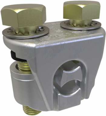 Aluminum Two-Bolt Split Bolt, Dual Rated, Main Conductor Range 2/0-2, Tap Range 2/0-10, Wax Plated, Includes Spacer Bar