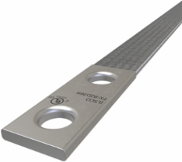 Copper Flex Braid Connector, Conductor Equivalent Size 154, 2 Braids, 36in, 2 Holes, 1/2in Bolt Size, 1-3/4in Hole Spacing, Tin Plated, UL/cUL