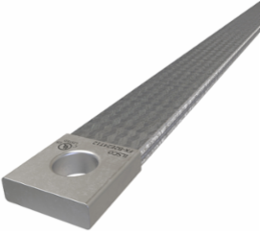 Copper Flex Braid Connector, Conductor Equivalent Size 308, 2 Braids, 24in, 1 Hole, 1/2in Bolt Size, Tin Plated, UL/cUL