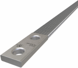 Copper Flex Braid Connector, Conductor Equivalent Size 308, 2 Braids, 36in, 2 Holes, 1/2in Bolt Size, 1-3/4in Hole Spacing, Tin Plated, UL/cUL
