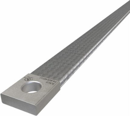 Copper Flex Braid Connector, Conductor Equivalent Size 308, 2 Braids, 48in, 1 Hole, 1/2in Bolt Size, Tin Plated, UL/cUL