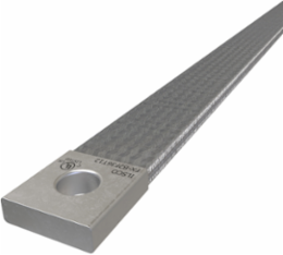 Copper Flex Braid Connector, Conductor Equivalent Size 464, 2 Braids, 36in, 1 Hole, 1/2in Bolt Size, Tin Plated, UL/cUL