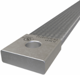 Copper Flex Braid Connector, Conductor Equivalent Size 600, 2 Braids, 18in, 1 Hole, 1/2in Bolt Size, Tin Plated, UL/cUL