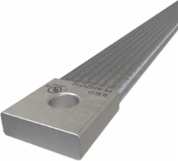 Copper Flex Braid Connector, Conductor Equivalent Size 600, 2 Braids, 24in, 1 Hole, 1/2in Bolt Size, Tin Plated, UL/cUL