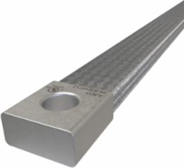 Copper Flex Braid Connector, Conductor Equivalent Size 462, 3 Braids, 18in, 1 Hole, 1/2in Bolt Size, Tin Plated, UL/cUL