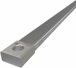 Copper Flex Braid Connector, Conductor Equivalent Size 462, 3 Braids, 48in, 1 Hole, 1/2in Bolt Size, Tin Plated, UL/cUL