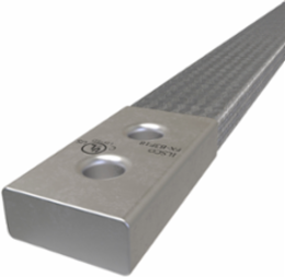 Copper Flex Braid Connector, Conductor Equivalent Size 696, 3 Braids, 18in, 2 Holes, 3/8in Bolt Size, 1in Hole Spacing, Tin Plated, UL/cUL