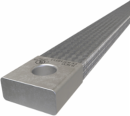 Copper Flex Braid Connector, Conductor Equivalent Size 696, 3 Braids, 18in, 1 Hole, 1/2in Bolt Size, Tin Plated, UL/cUL