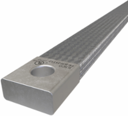 Copper Flex Braid Connector, Conductor Equivalent Size 696, 3 Braids, 24in, 1 Hole, 1/2in Bolt Size, Tin Plated, UL/cUL