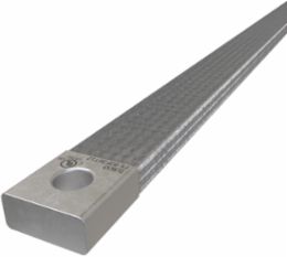Copper Flex Braid Connector, Conductor Equivalent Size 696, 3 Braids, 36in, 1 Hole, 1/2in Bolt Size, Tin Plated, UL/cUL