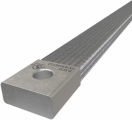 Copper Flex Braid Connector, Conductor Equivalent Size 900, 3 Braids, 36in, 1 Hole, 1/2in Bolt Size, Tin Plated, UL/cUL