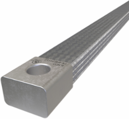 Copper Flex Braid Connector, Conductor Equivalent Size 616, 4 Braids, 24in, 1 Hole, 1/2in Bolt Size, Tin Plated, UL/cUL