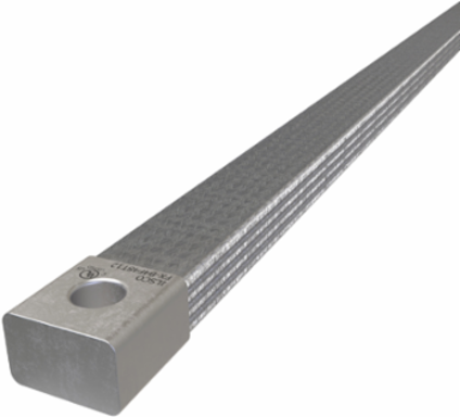 Copper Flex Braid Connector, Conductor Equivalent Size 928, 4 Braids, 48in, 1 Hole, 1/2in Bolt Size, Tin Plated, UL/cUL