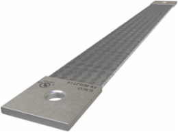 Copper Flex Braid Connector, Conductor Equivalent Size 1, 1 Braid, 12in, 1 Hole, 1/4in Bolt Size, Tin Plated, UL/cUL