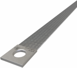 Copper Flex Braid Connector, Conductor Equivalent Size 1, 1 Braid, 24in, 1 Hole, 1/2in Bolt Size, Tin Plated, UL/cUL