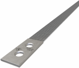 Copper Flex Braid Connector, Conductor Equivalent Size 1, 1 Braid, 36in, 2 Holes, 3/8in Bolt Size, 1in Hole Spacing, Tin Plated, UL/cUL