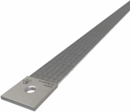 Copper Flex Braid Connector, Conductor Equivalent Size 1, 1 Braid, 48in, 1 Hole, 1/4in Bolt Size, Tin Plated, UL/cUL