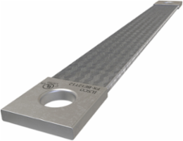 Copper Flex Braid Connector, Conductor Equivalent Size 3/0, 1 Braid, 12in, 1 Hole, 1/2in Bolt Size, Tin Plated, UL/cUL