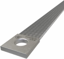 Copper Flex Braid Connector, Conductor Equivalent Size 3/0, 1 Braid, 24in, 1 Hole, 1/2in Bolt Size, Tin Plated, UL/cUL