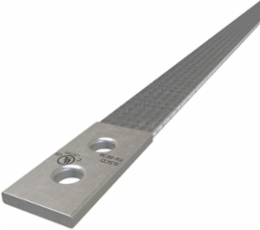 Copper Flex Braid Connector, Conductor Equivalent Size 3/0, 1 Braid, 36in, 2 Holes, 3/8in Bolt Size, 1in Hole Spacing, Tin Plated, UL/cUL