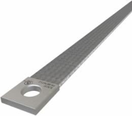 Copper Flex Braid Connector, Conductor Equivalent Size 3/0, 1 Braid, 36in, 1 Hole, 1/2in Bolt Size, Tin Plated, UL/cUL