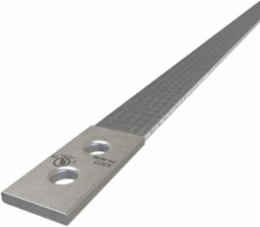 Copper Flex Braid Connector, Conductor Equivalent Size 3/0, 1 Braid, 48in, 2 Holes, 3/8in Bolt Size, 1in Hole Spacing, Tin Plated, UL/cUL