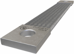 Copper Flex Braid Connector, Conductor Equivalent Size 4/0, 1 Braid, 9in, 1 Hole, 1/2in Bolt Size, Tin Plated, UL/cUL