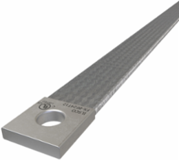 Copper Flex Braid Connector, Conductor Equivalent Size 4/0, 1 Braid, 24in, 1 Hole, 1/2in Bolt Size, Tin Plated, UL/cUL