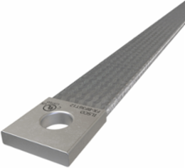 Copper Flex Braid Connector, Conductor Equivalent Size 4/0, 1 Braid, 36in, 1 Hole, 1/2in Bolt Size, Tin Plated, UL/cUL
