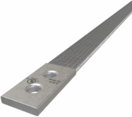 Copper Flex Braid Connector, Conductor Equivalent Size 4/0, 1 Braid, 48in, 2 Holes, 3/8in Bolt Size, 1in Hole Spacing, Tin Plated, UL/cUL