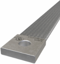 Copper Flex Braid Connector, Conductor Equivalent Size 300, 1 Braid, 18in, 1 Hole, 1/2in Bolt Size, Tin Plated, UL/cUL