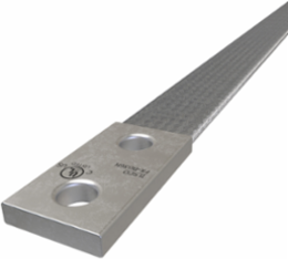 Copper Flex Braid Connector, Conductor Equivalent Size 300, 1 Braid, 36in, 2 Holes, 1/2in Bolt Size, 1-3/4in Hole Spacing, Tin Plated, UL/cUL