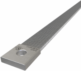 Copper Flex Braid Connector, Conductor Equivalent Size 300, 1 Braid, 48in, 1 Hole, 1/2in Bolt Size, Tin Plated, UL/cUL