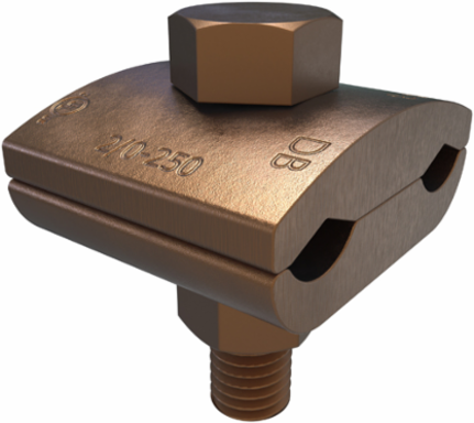 Permaground Copper Ground Clamp, Conductor Range 250-2/0 Sol, 2 Conductors, 1 Bolt, UL