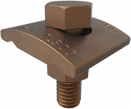 Permaground Copper Ground Clamp to Surface, Conductor Range 4-8 Sol, 2 Conductors, 1 Bolt, Single plate, UL