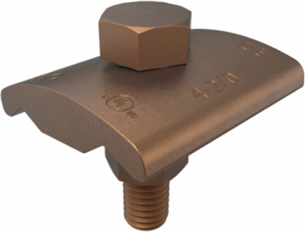 Permaground Copper Ground Clamp to Surface, Conductor Range 2/0-4 Sol, 2 Conductors, 1 Bolt, Single plate, UL