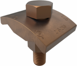 Permaground Copper Ground Clamp to Surface, Conductor Range 250-2/0 Sol, 2 Conductors, 1 Bolt, Single plate, UL